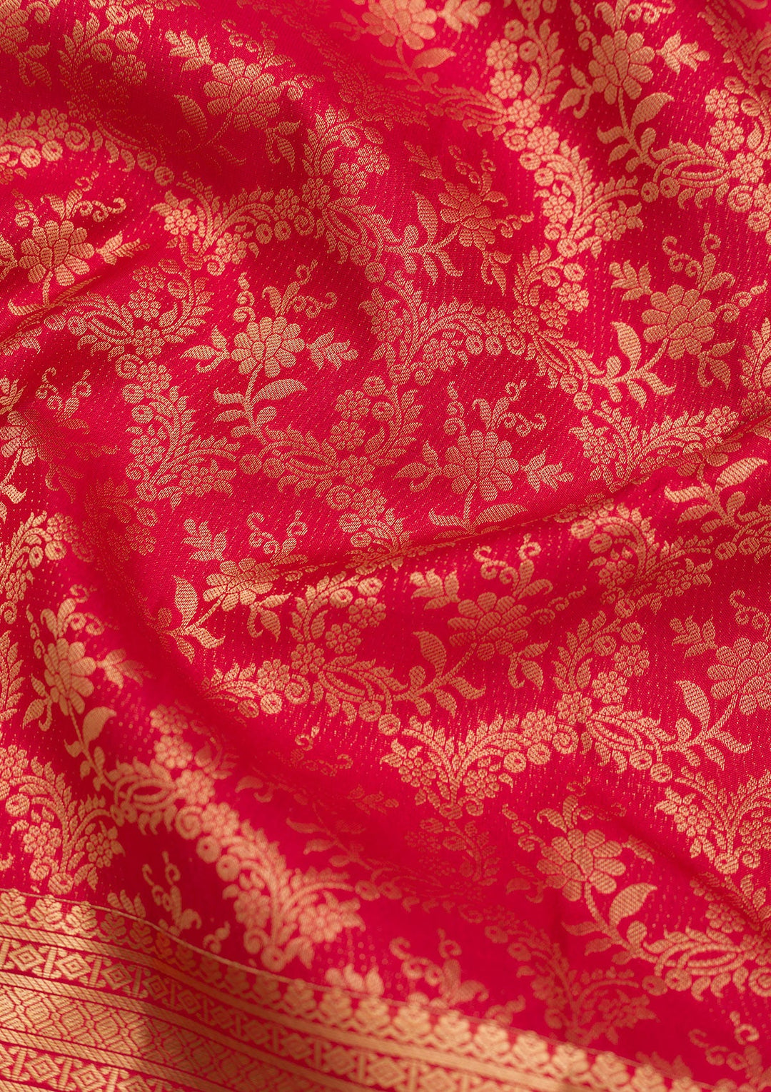 Red Zariwork Pure Silk Saree-Koskii