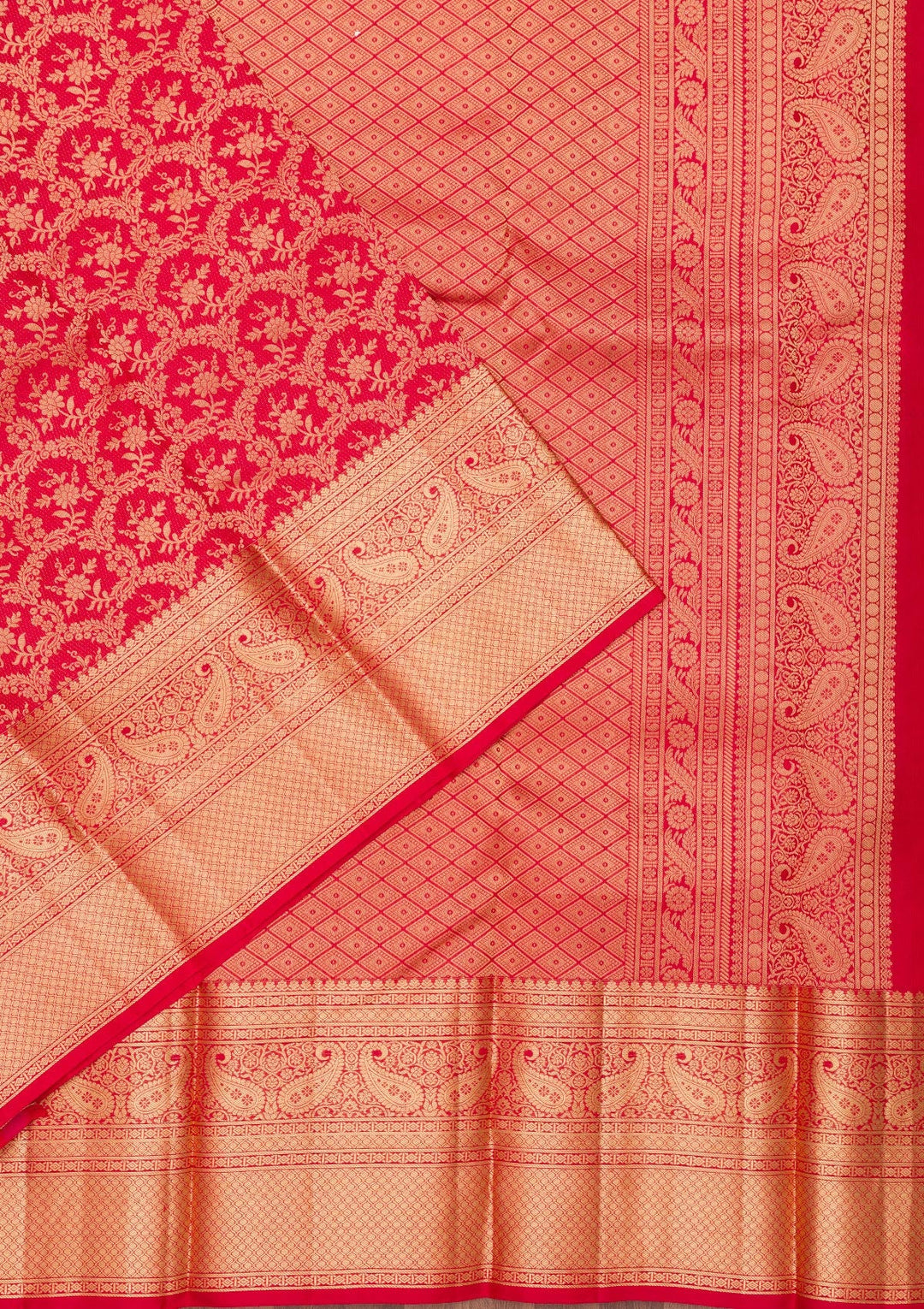 Red Zariwork Pure Silk Saree-Koskii