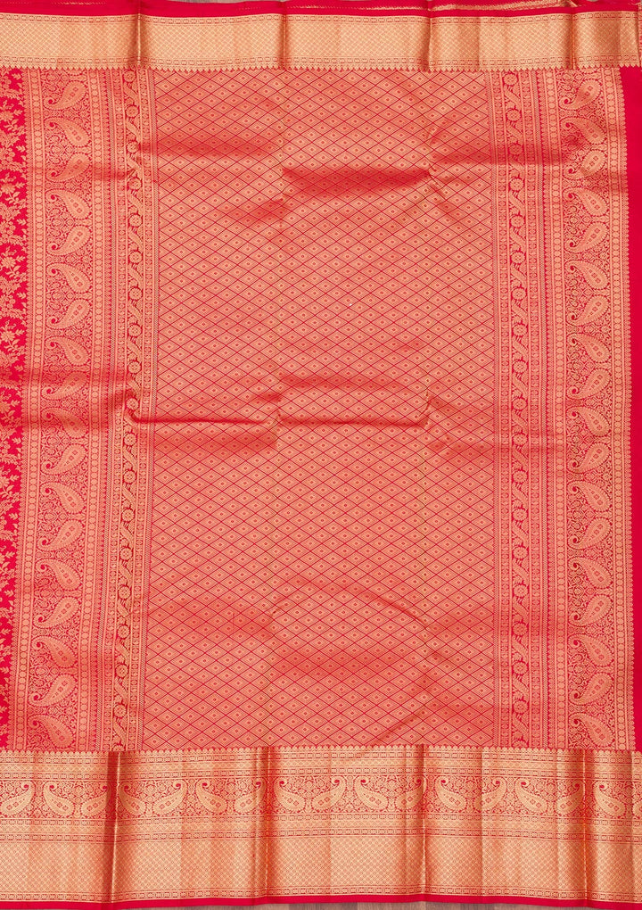 Red Zariwork Pure Silk Saree-Koskii