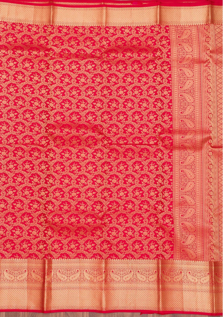Red Zariwork Pure Silk Saree-Koskii