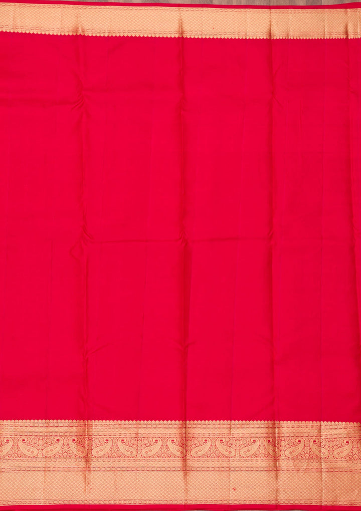 Red Zariwork Pure Silk Saree-Koskii