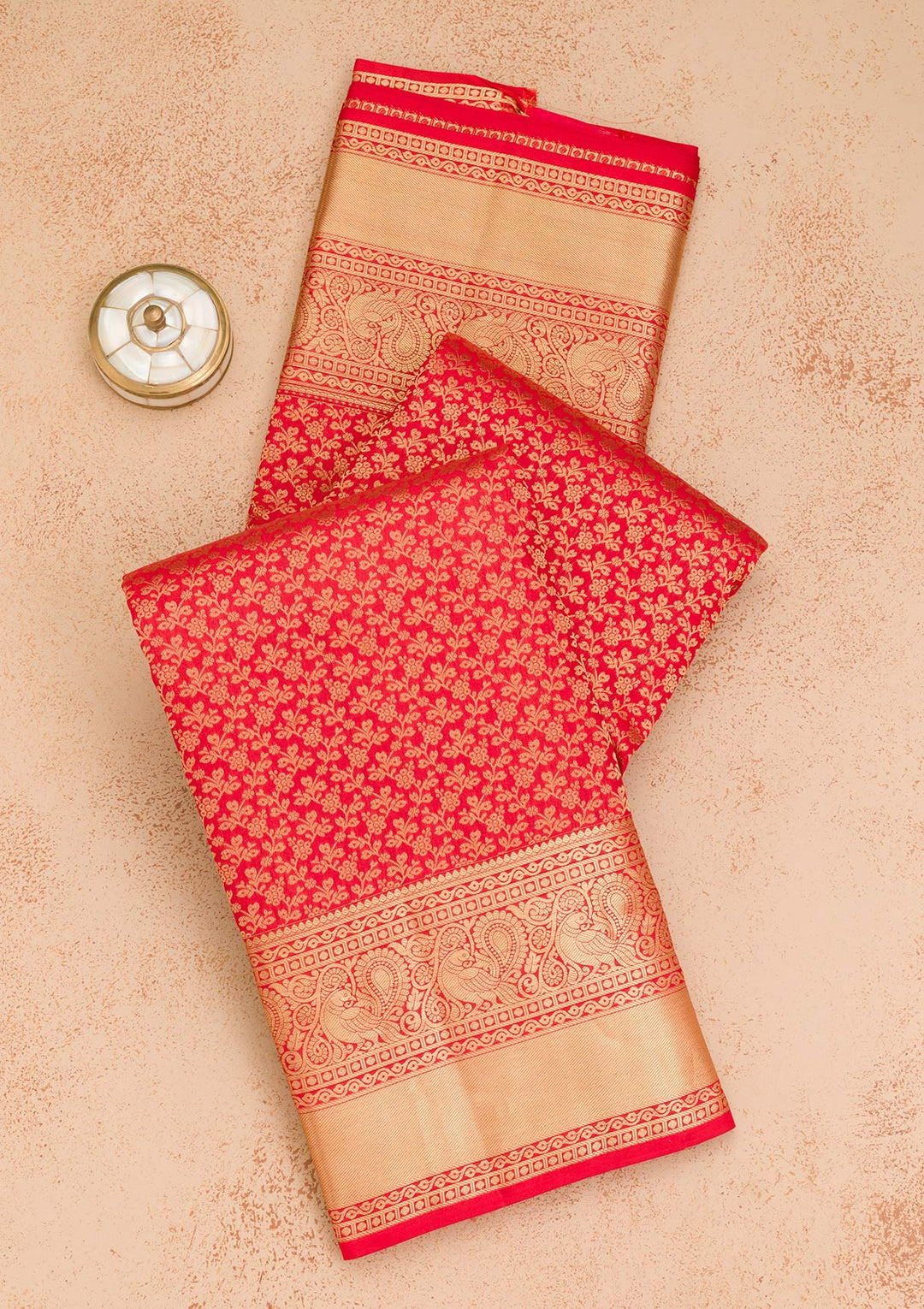 Red Zariwork Pure Silk Saree-Koskii