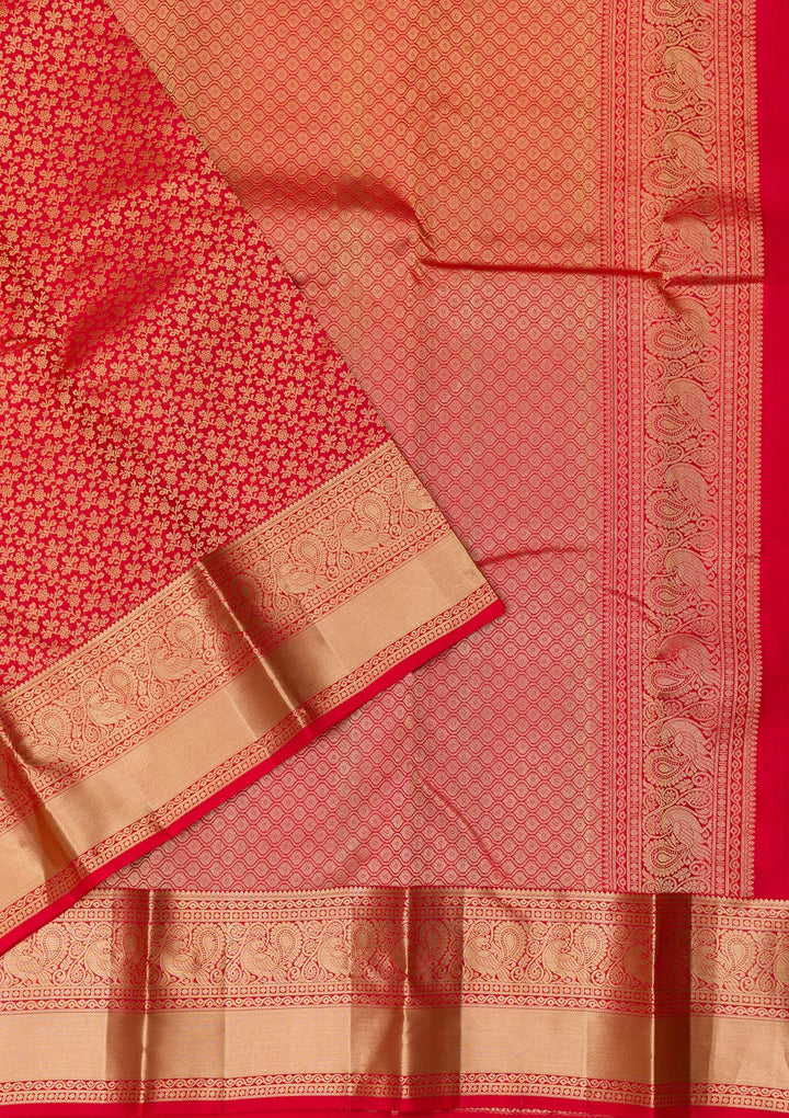 Red Zariwork Pure Silk Saree-Koskii