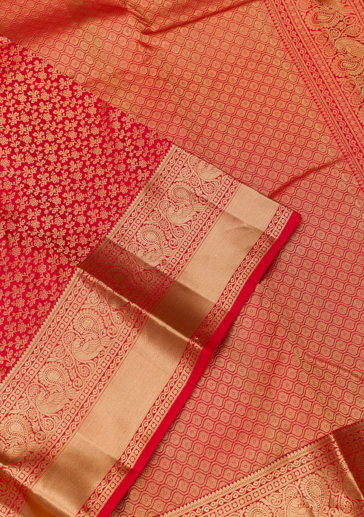 Red Zariwork Pure Silk Saree-Koskii