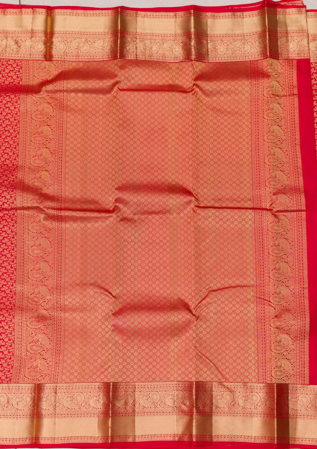 Red Zariwork Pure Silk Saree-Koskii