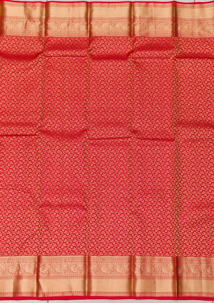 Red Zariwork Pure Silk Saree-Koskii