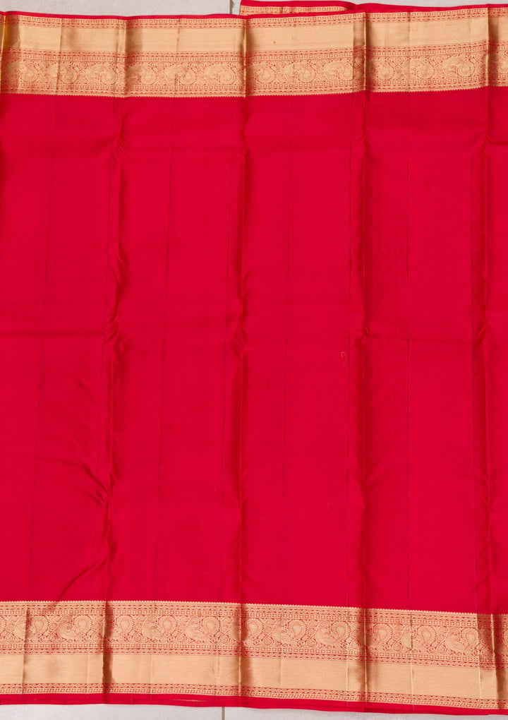 Red Zariwork Pure Silk Saree-Koskii