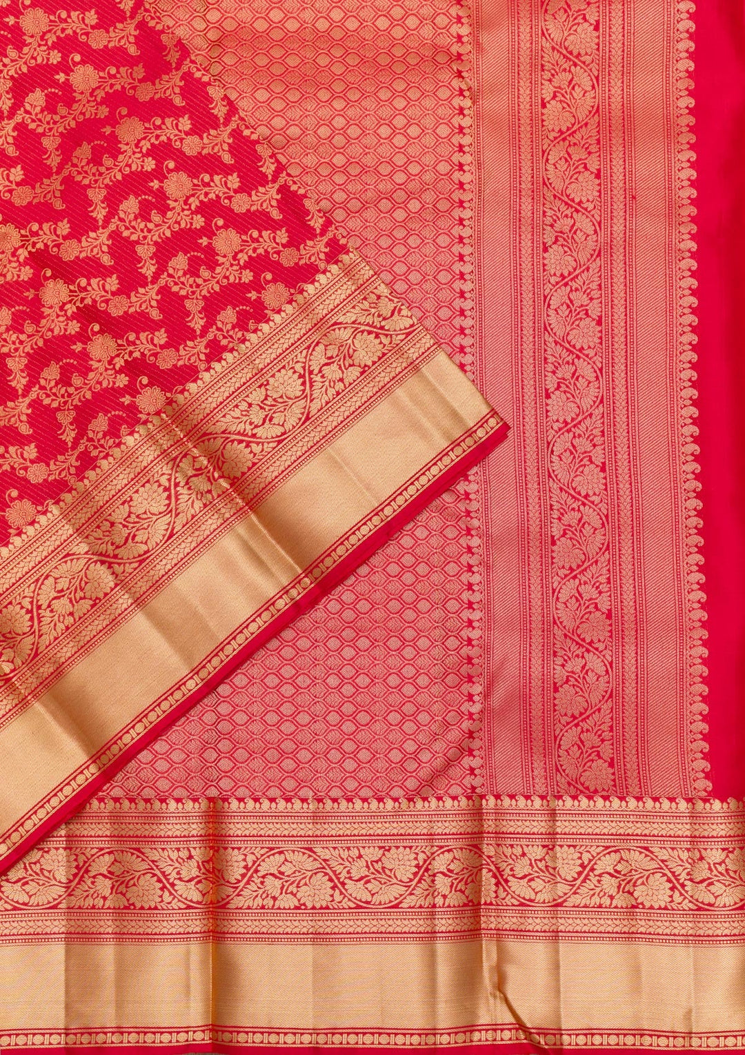Red Zariwork Pure Silk Saree-Koskii