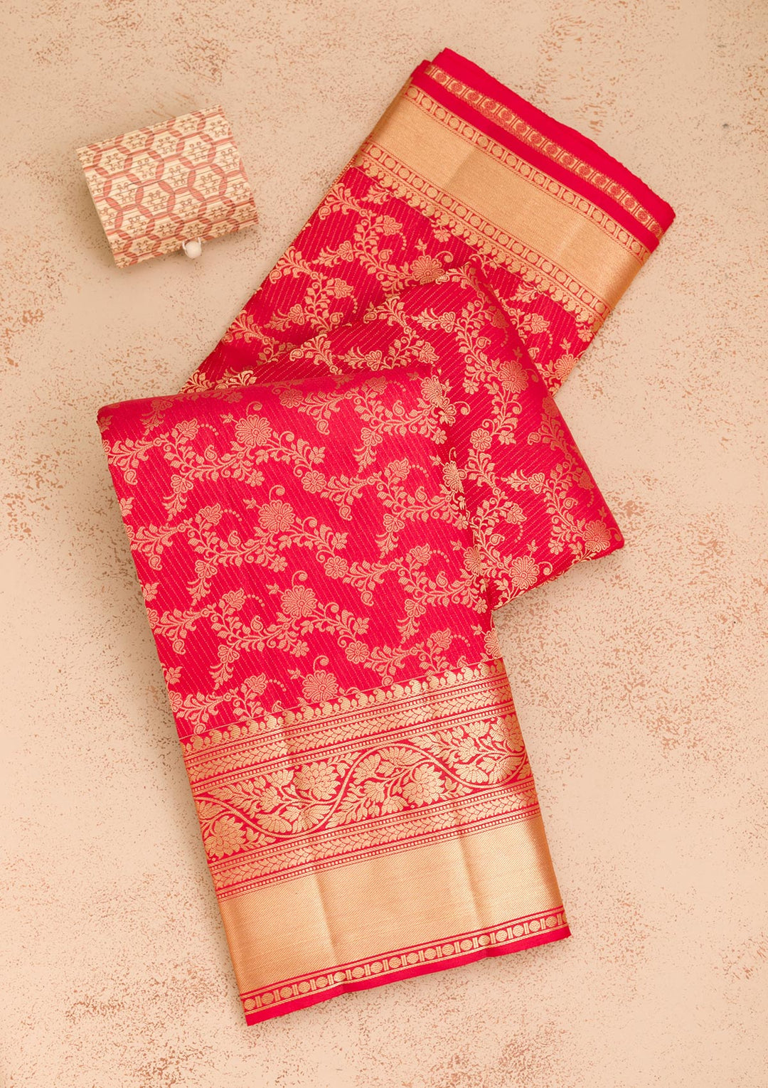 Red Zariwork Pure Silk Saree-Koskii