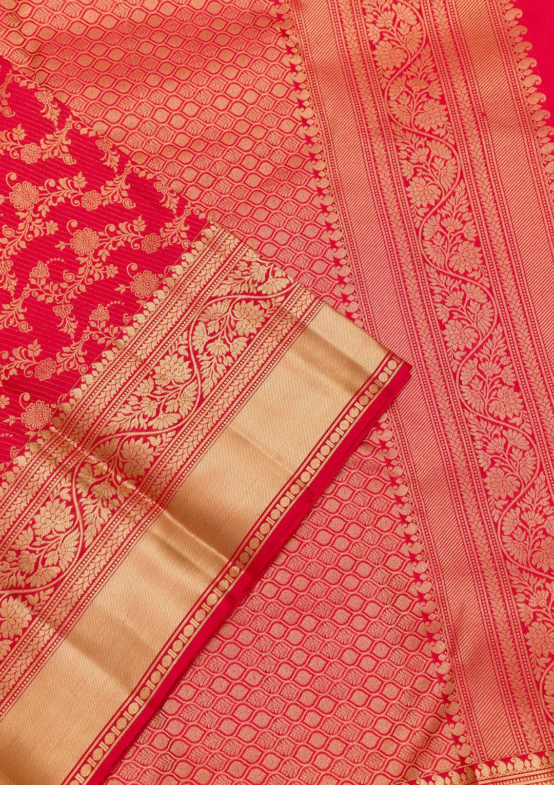 Red Zariwork Pure Silk Saree-Koskii