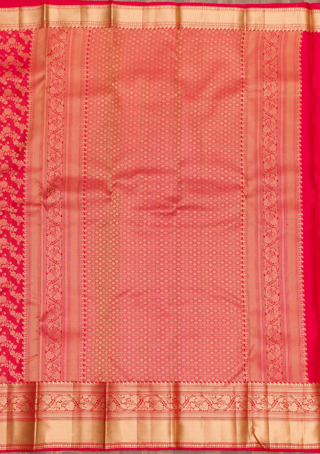 Red Zariwork Pure Silk Saree-Koskii