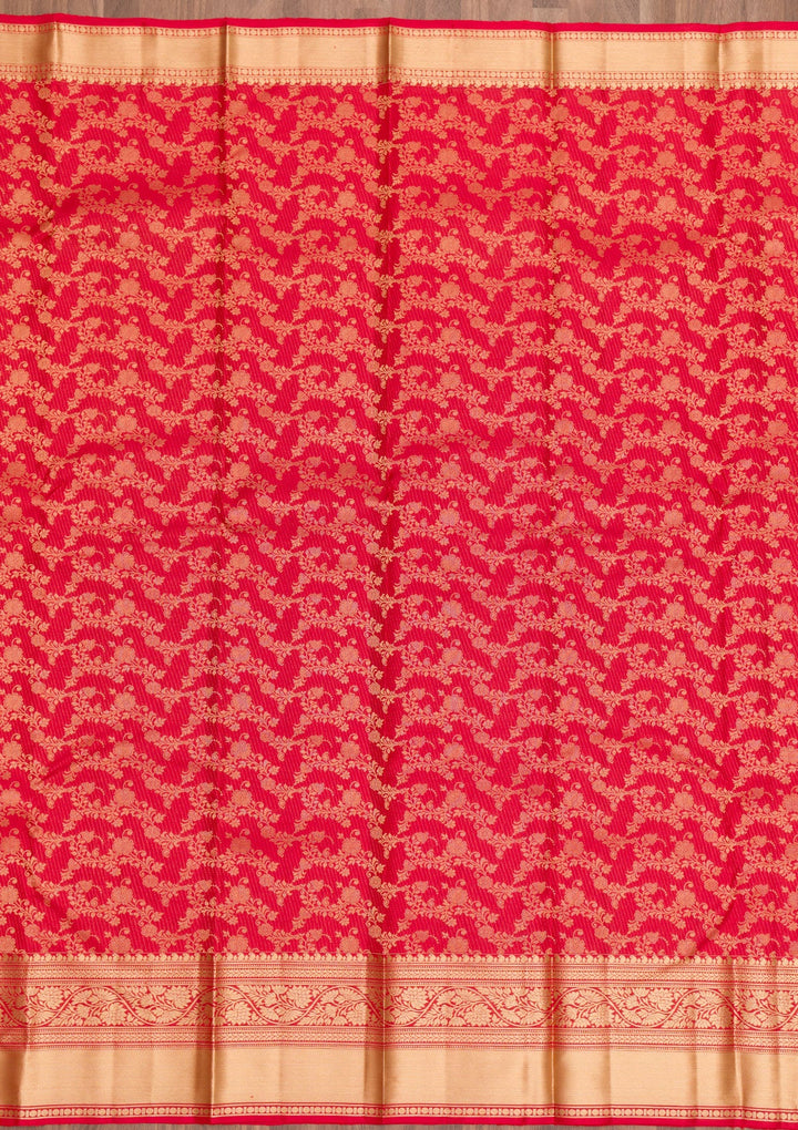 Red Zariwork Pure Silk Saree-Koskii