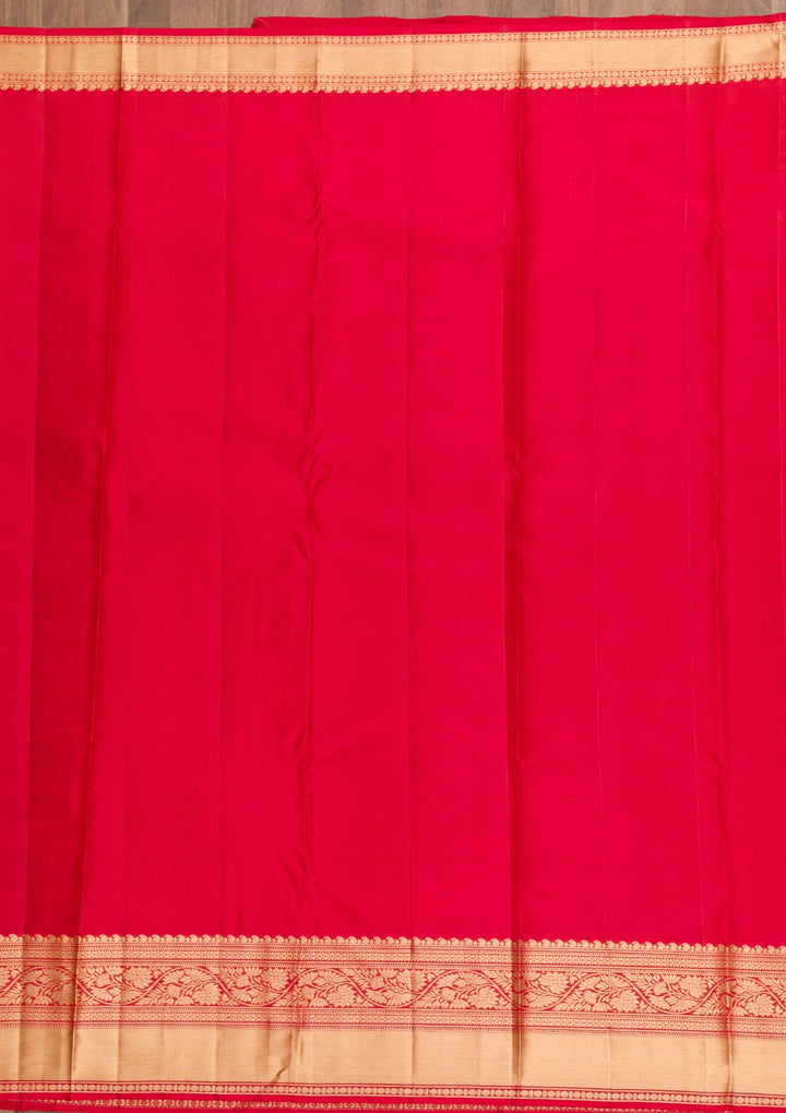 Red Zariwork Pure Silk Saree-Koskii