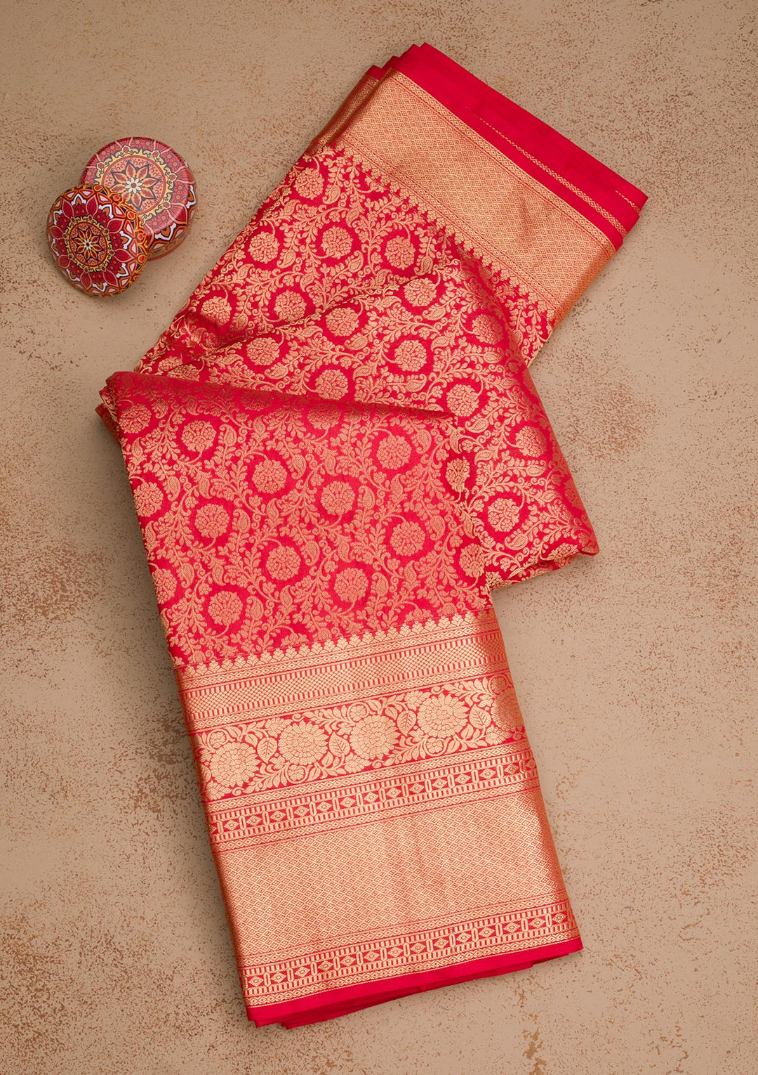 Red Zariwork Pure Silk Saree-Koskii