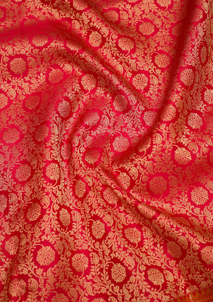 Red Zariwork Pure Silk Saree-Koskii