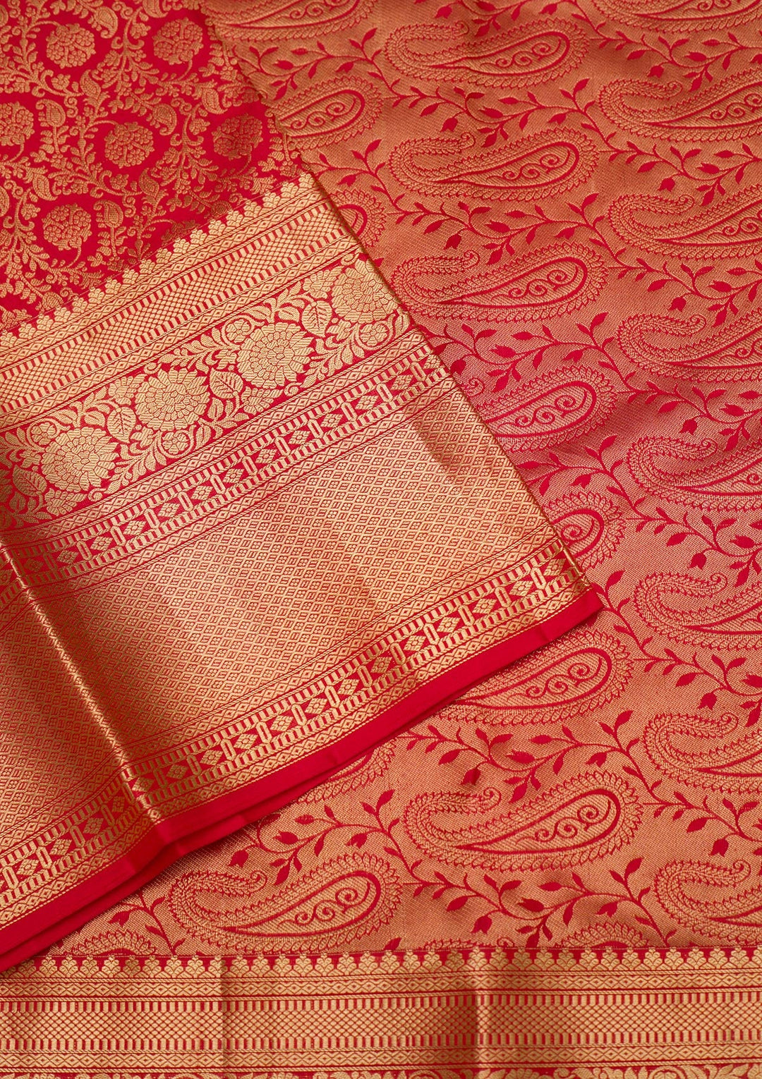 Red Zariwork Pure Silk Saree-Koskii