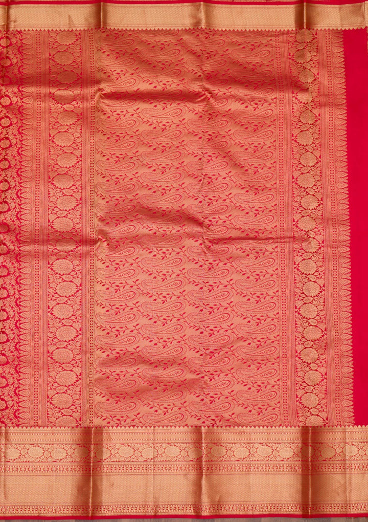 Red Zariwork Pure Silk Saree-Koskii