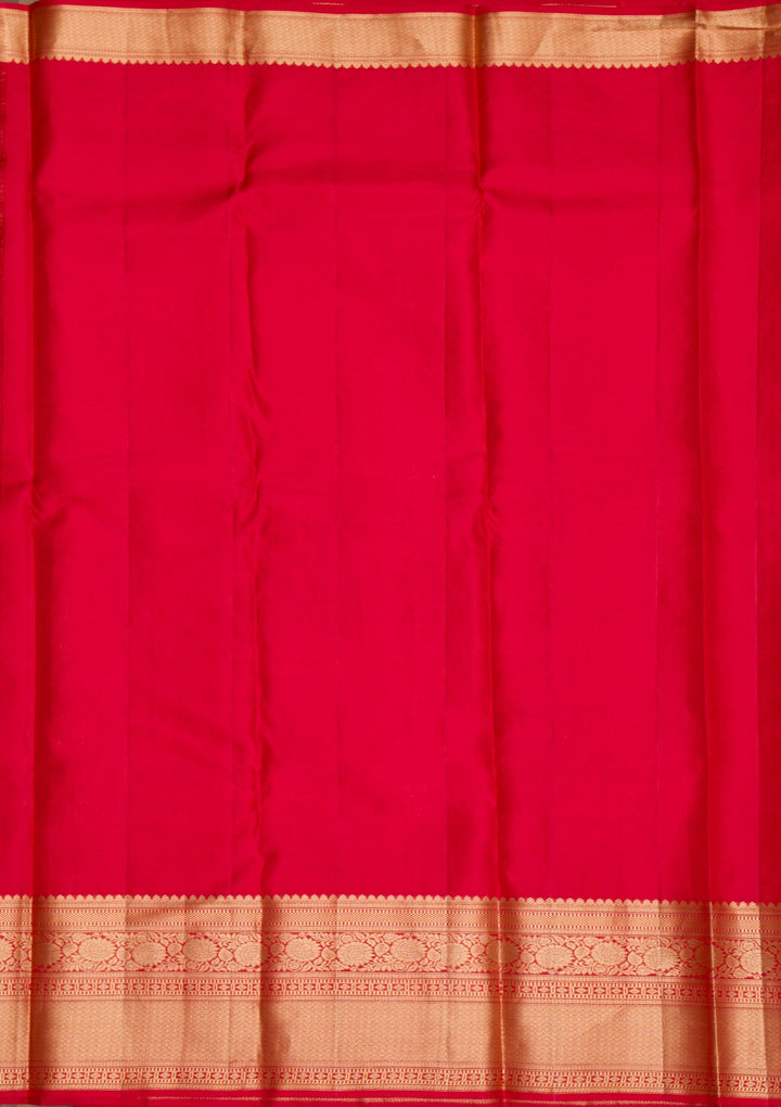 Red Zariwork Pure Silk Saree-Koskii