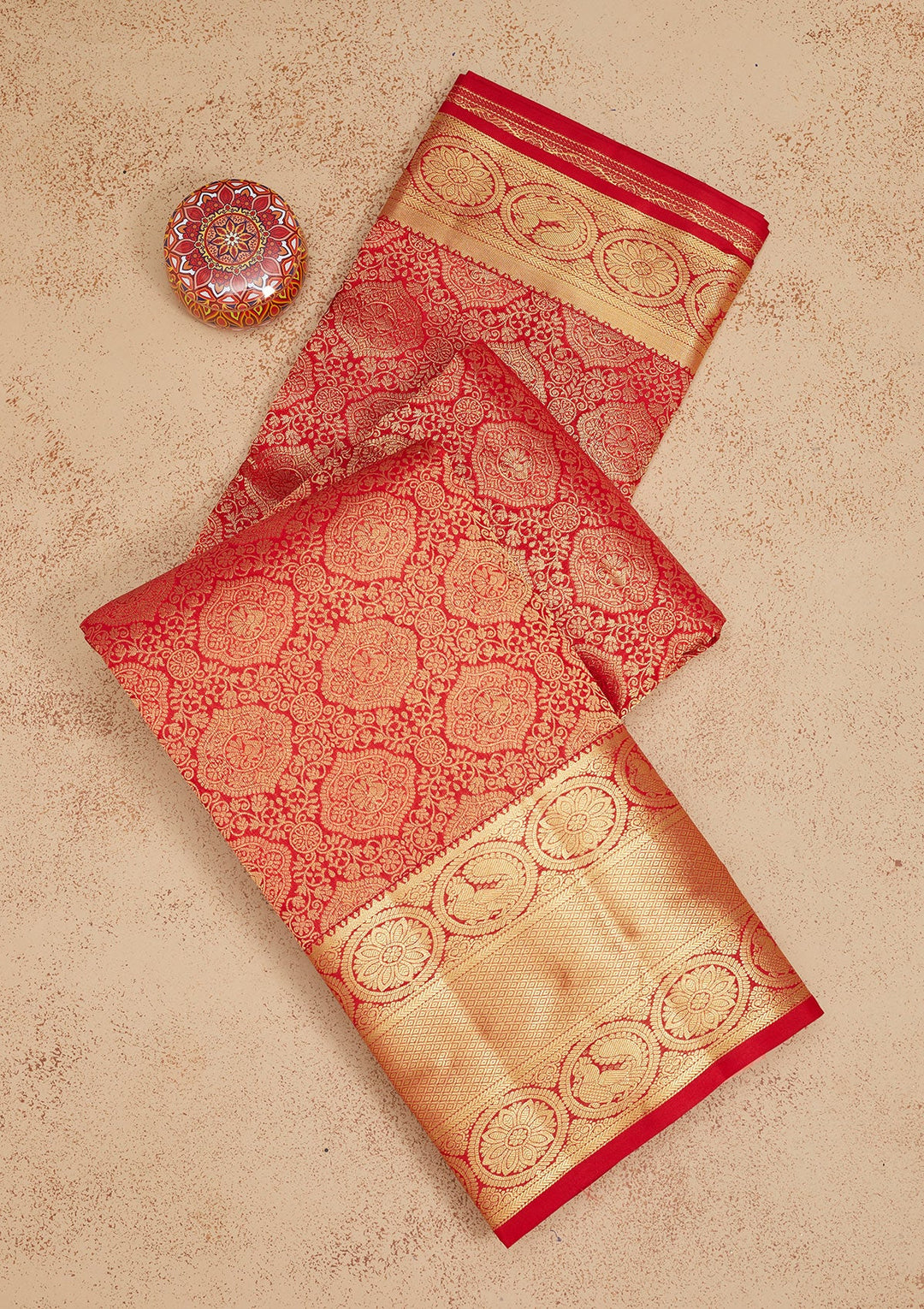 Red Zariwork Pure Silk Saree-Koskii