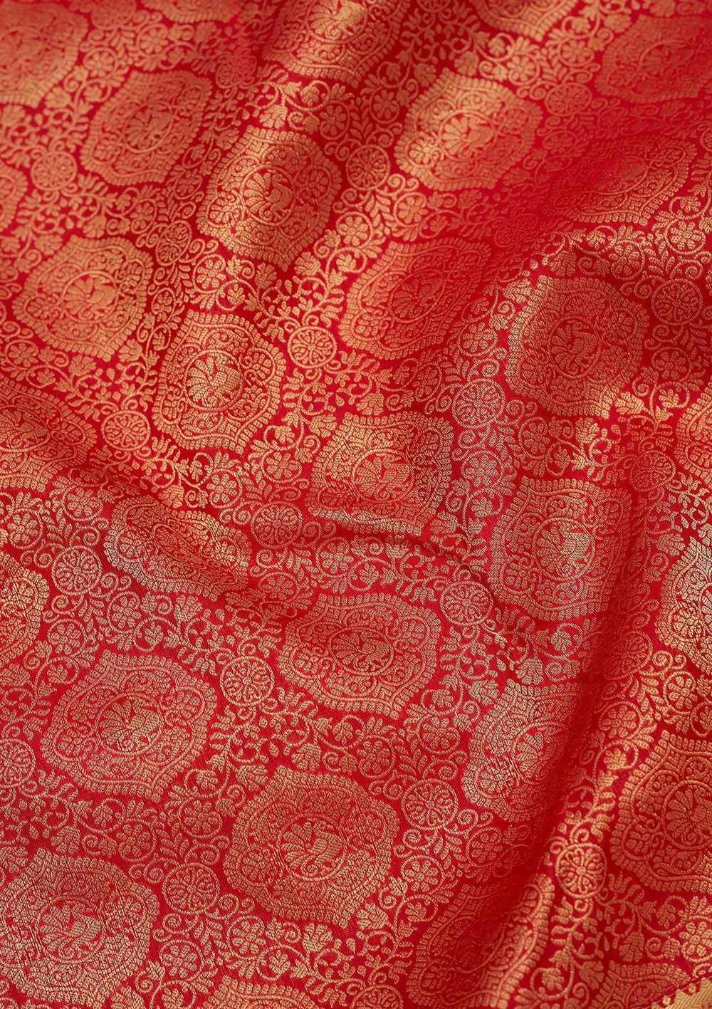 Red Zariwork Pure Silk Saree-Koskii