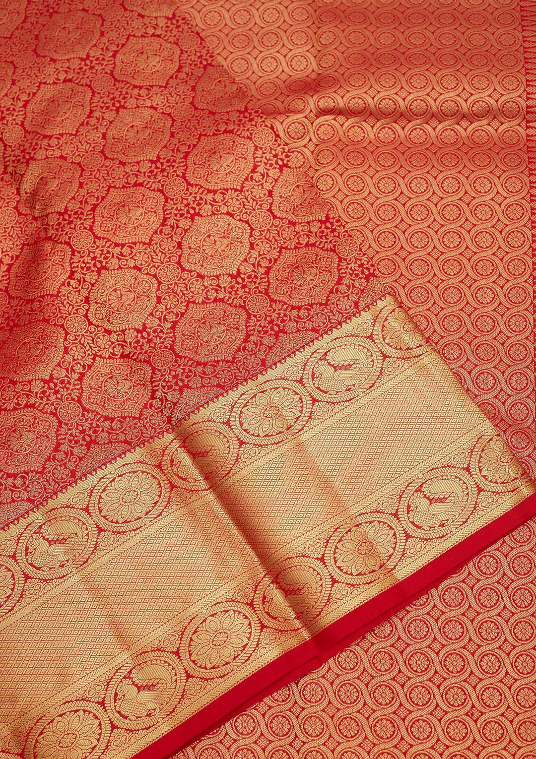 Red Zariwork Pure Silk Saree-Koskii