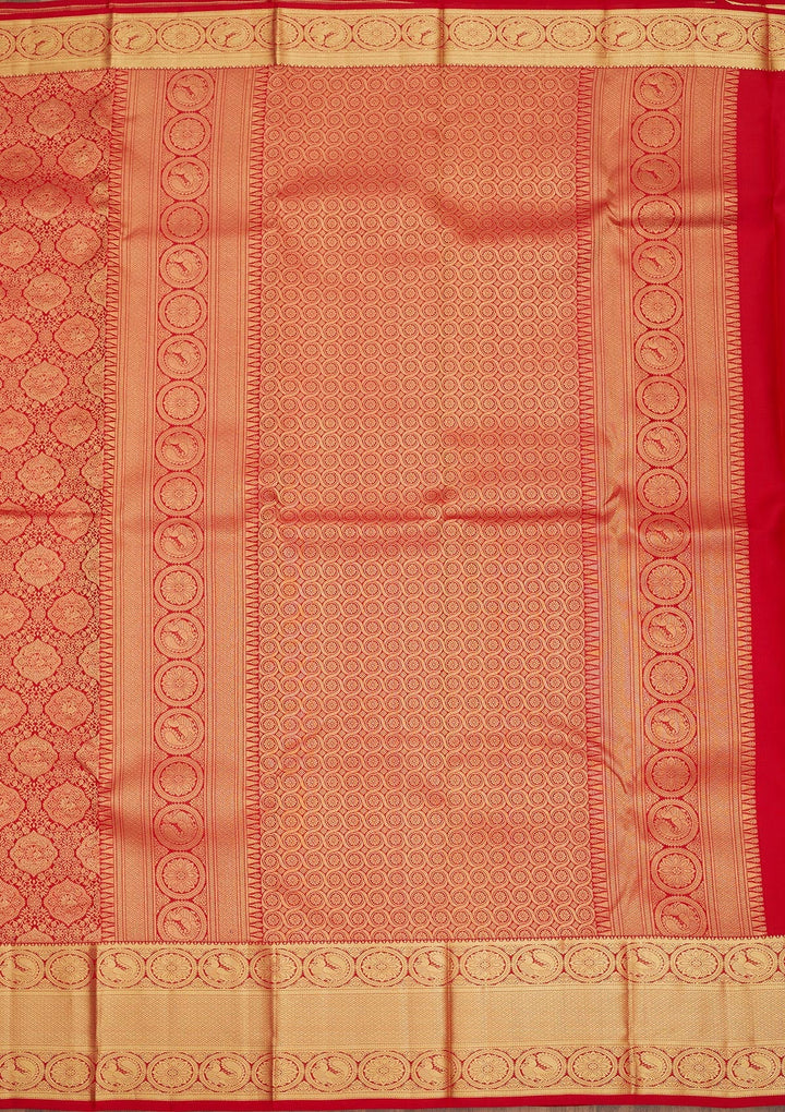 Red Zariwork Pure Silk Saree-Koskii