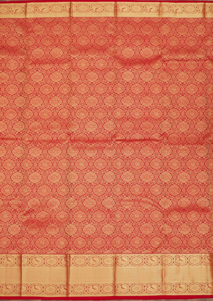 Red Zariwork Pure Silk Saree-Koskii