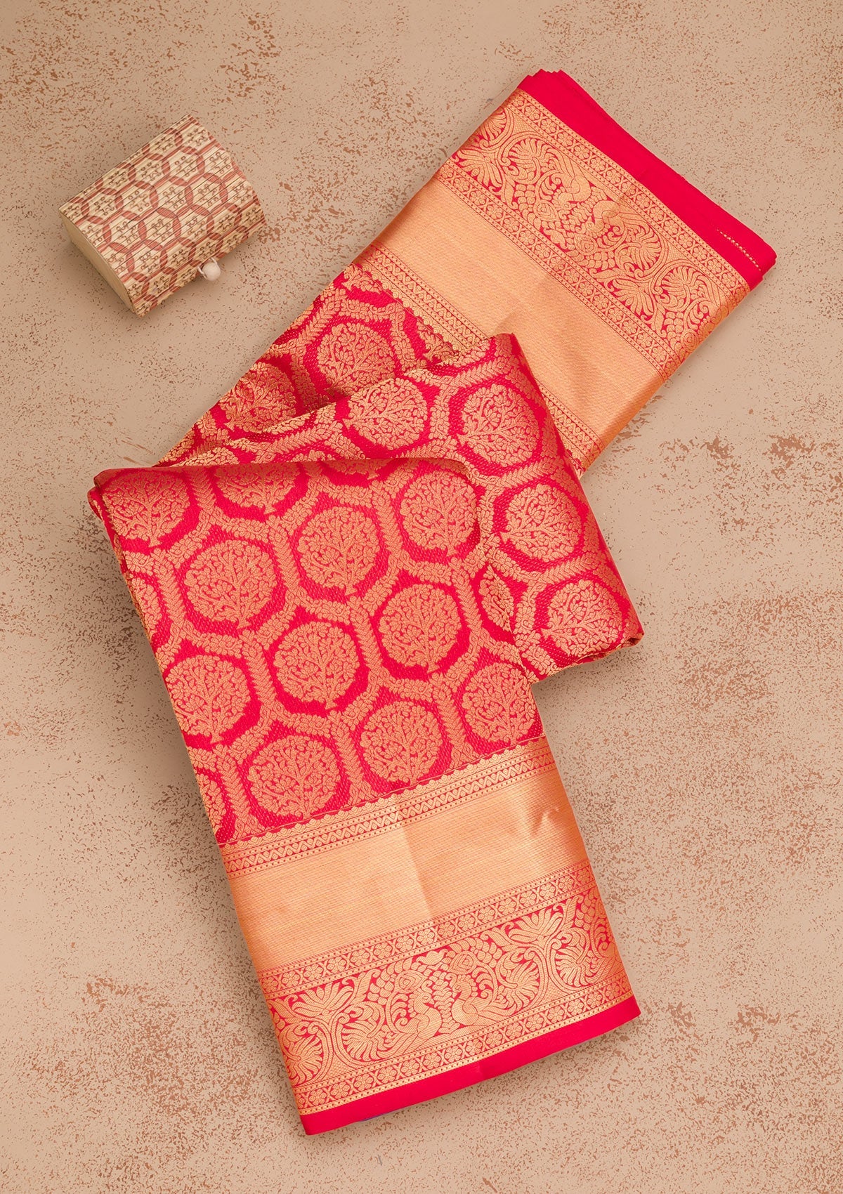 Red Zariwork Pure Silk Saree-Koskii