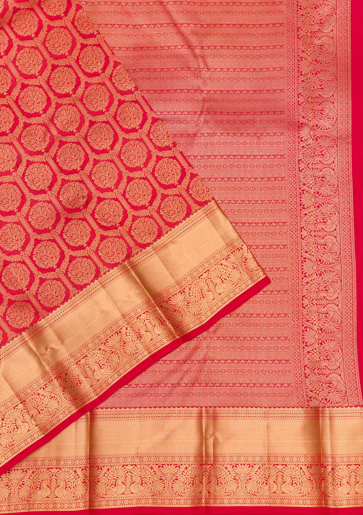 Red Zariwork Pure Silk Saree-Koskii