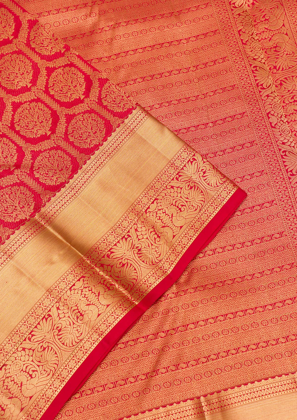 Red Zariwork Pure Silk Saree-Koskii