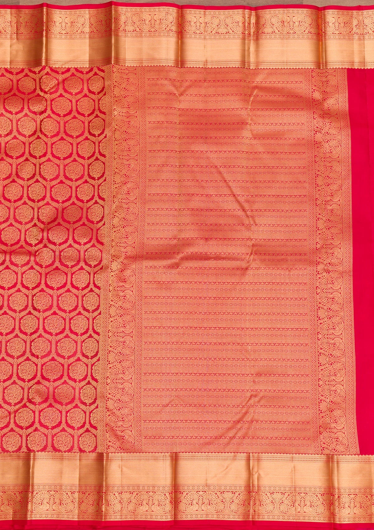 Red Zariwork Pure Silk Saree-Koskii