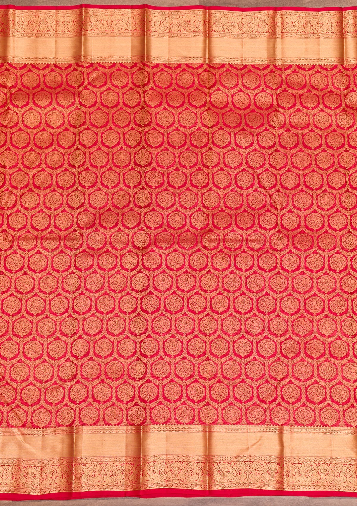 Red Zariwork Pure Silk Saree-Koskii