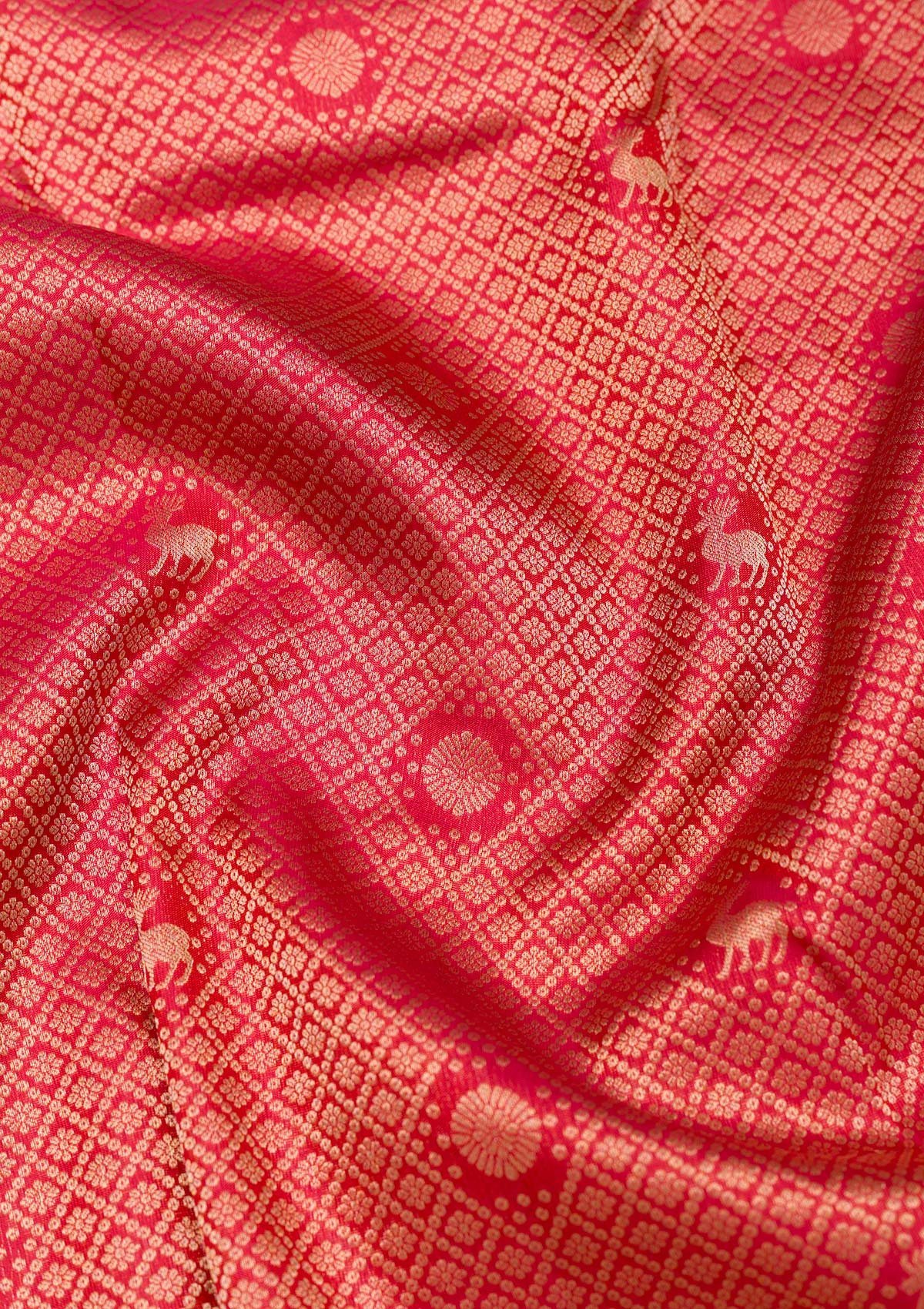 Red Zariwork Pure Silk Saree-Koskii