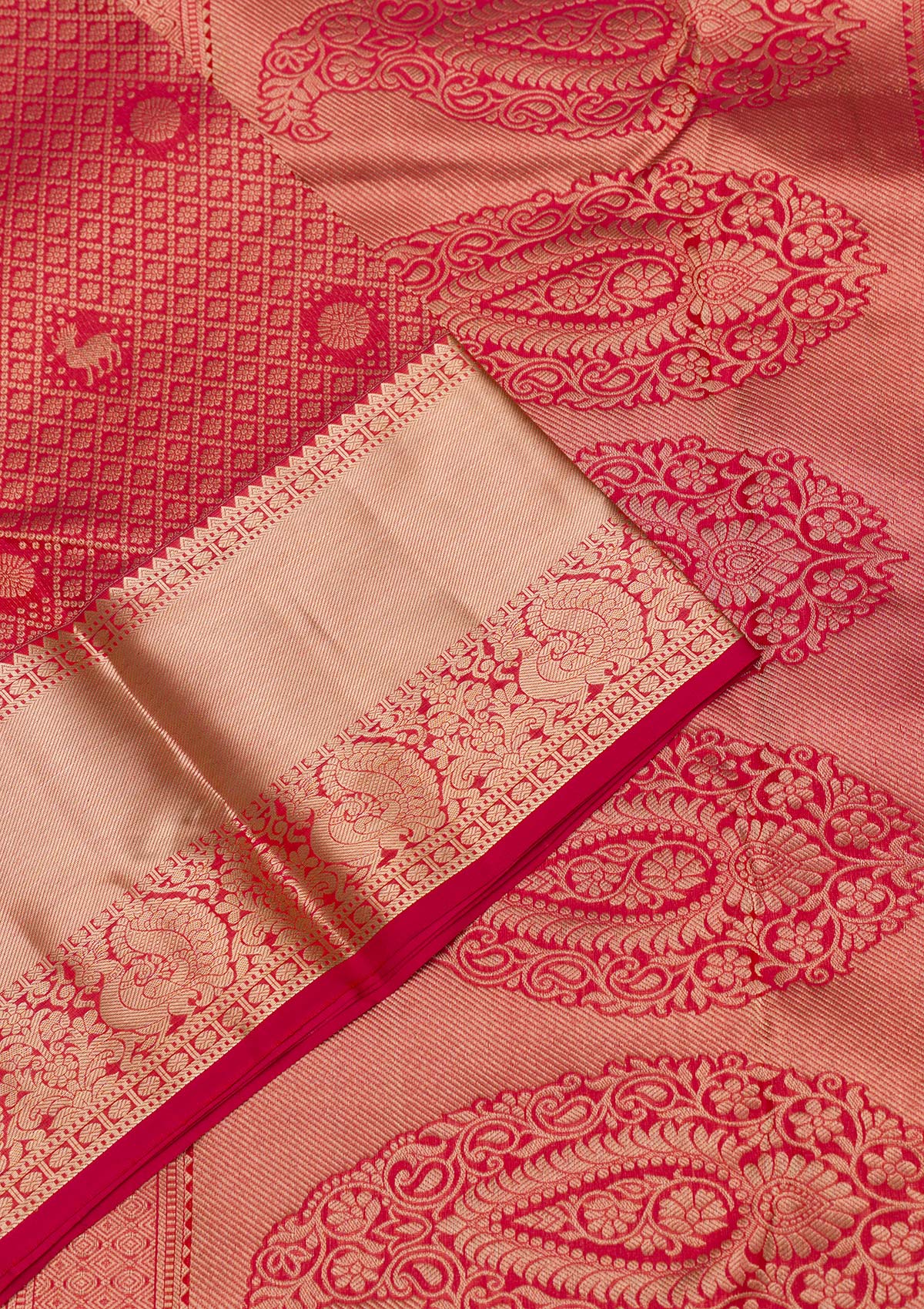 Red Zariwork Pure Silk Saree-Koskii