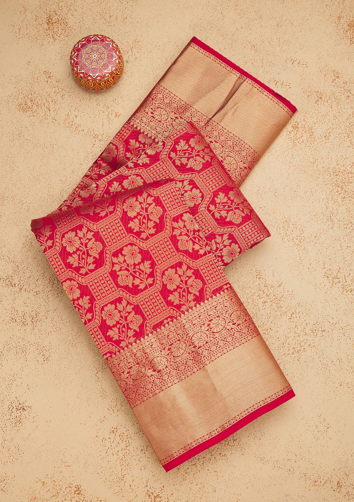 Red Zariwork Pure Silk Saree-Koskii