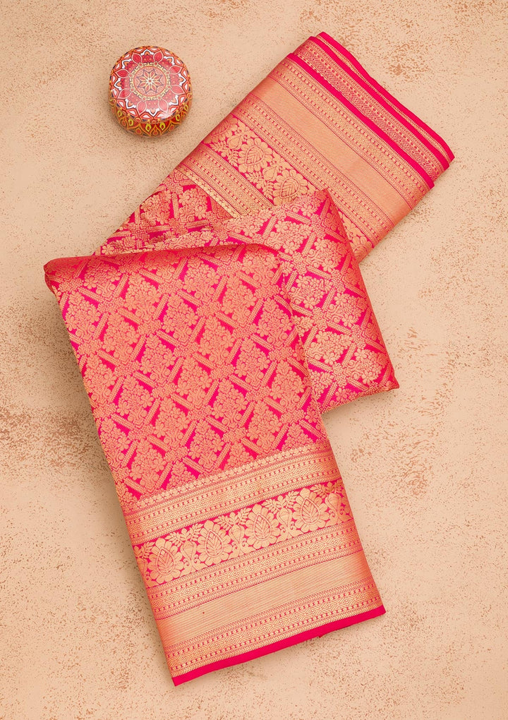 Red Zariwork Pure Silk Saree-Koskii