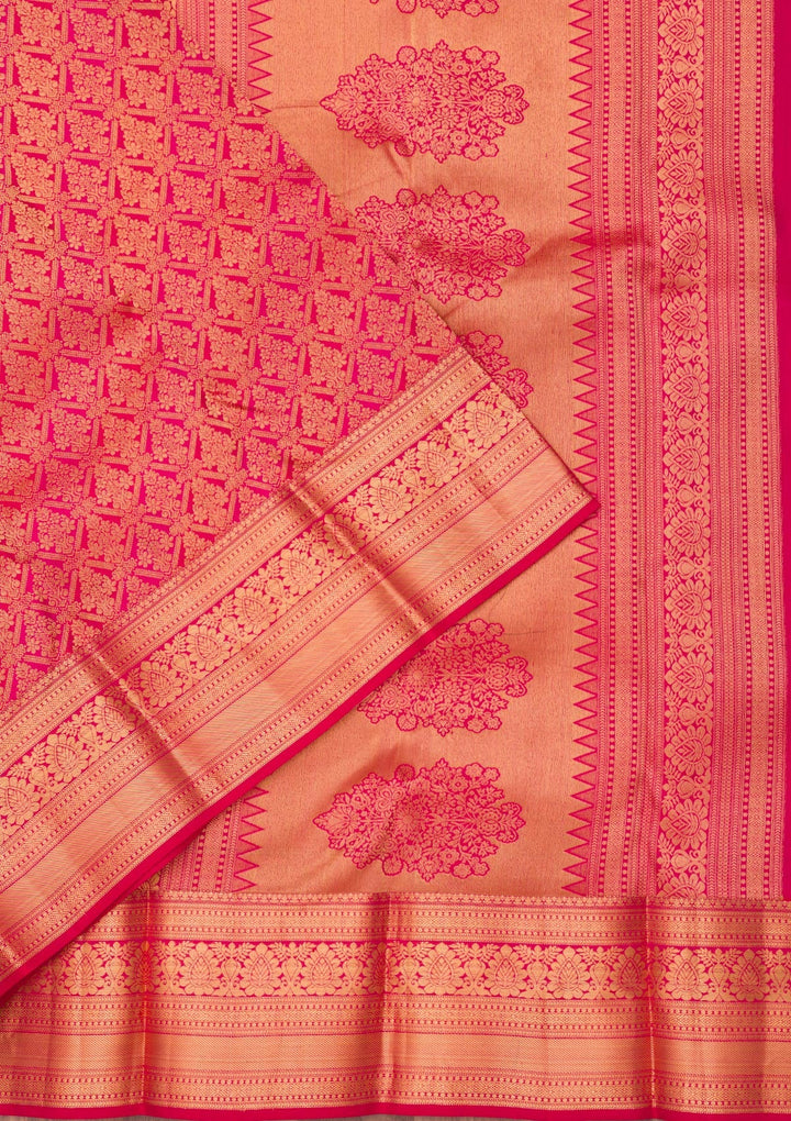 Red Zariwork Pure Silk Saree-Koskii