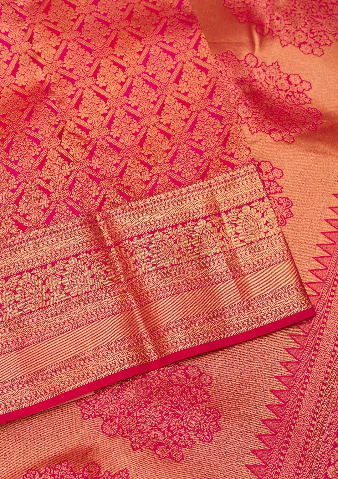 Red Zariwork Pure Silk Saree-Koskii