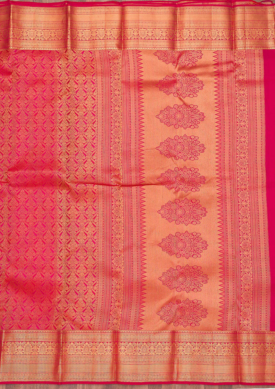 Red Zariwork Pure Silk Saree-Koskii