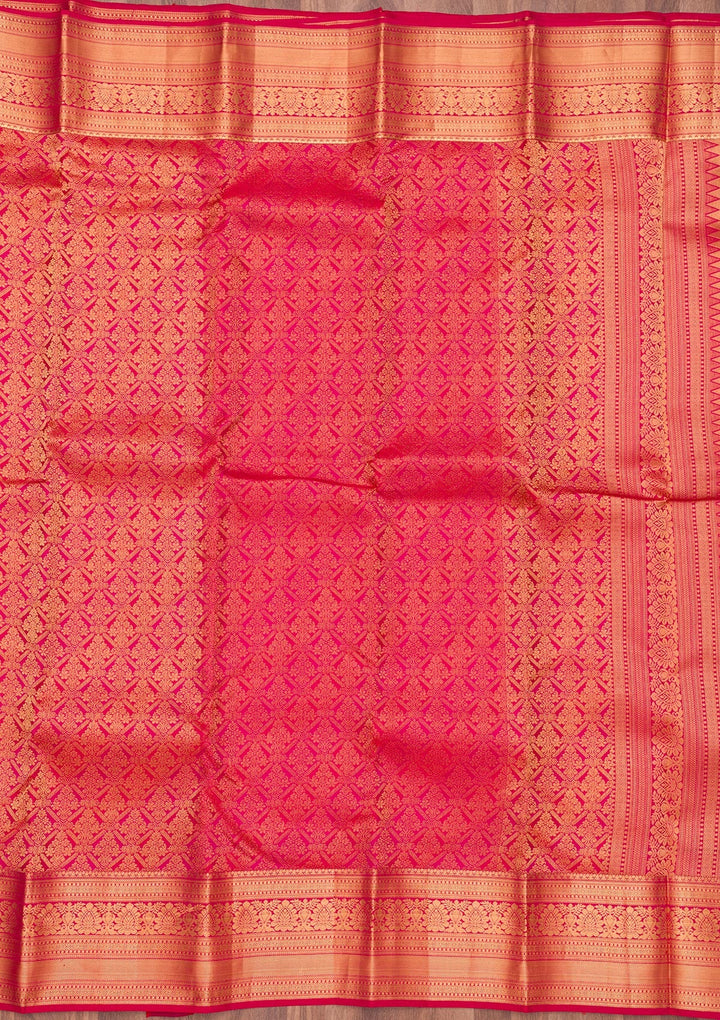 Red Zariwork Pure Silk Saree-Koskii