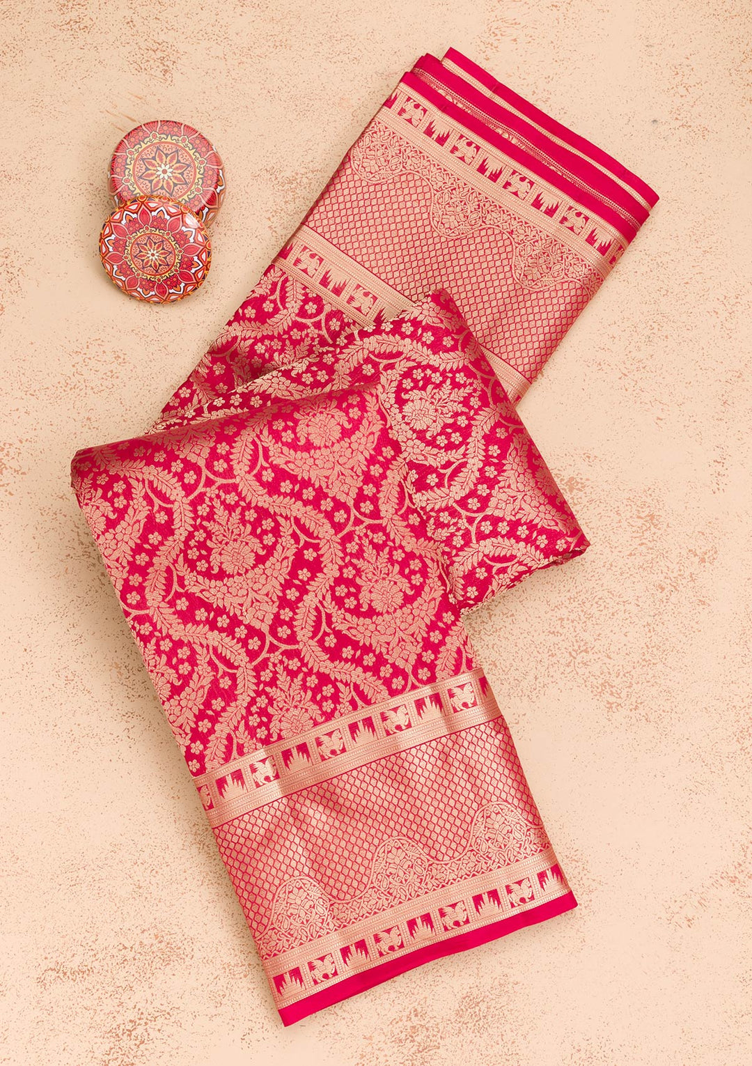 Red Zariwork Pure Silk Saree-Koskii