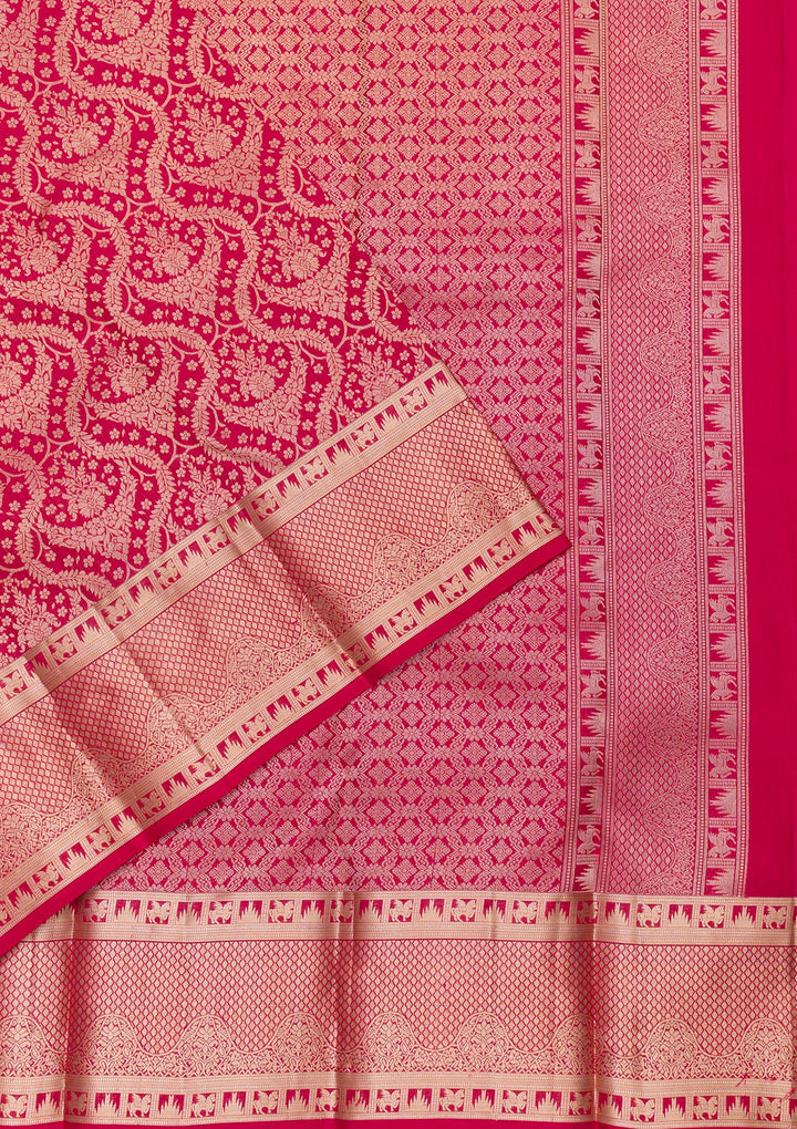 Red Zariwork Pure Silk Saree-Koskii