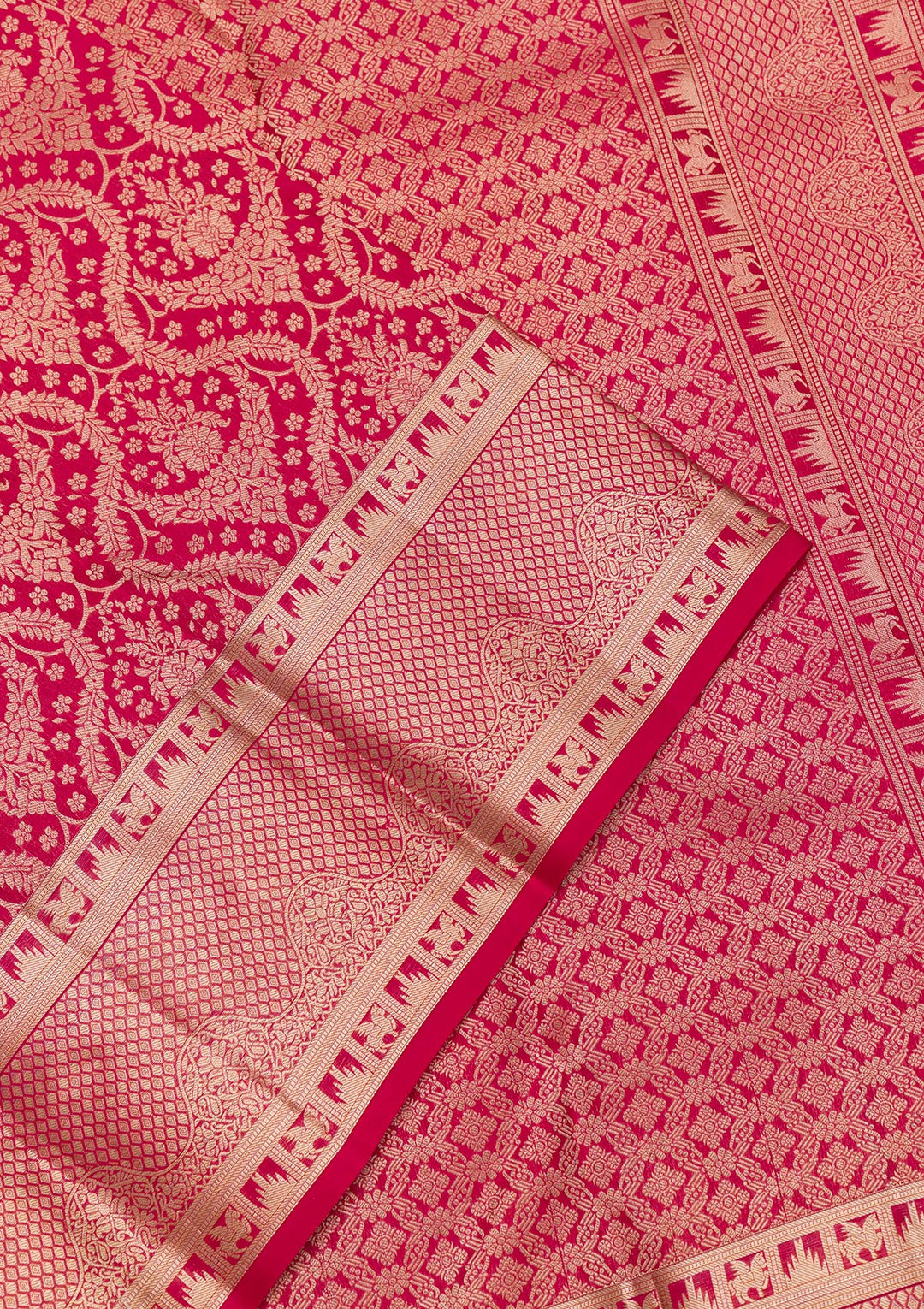Red Zariwork Pure Silk Saree-Koskii