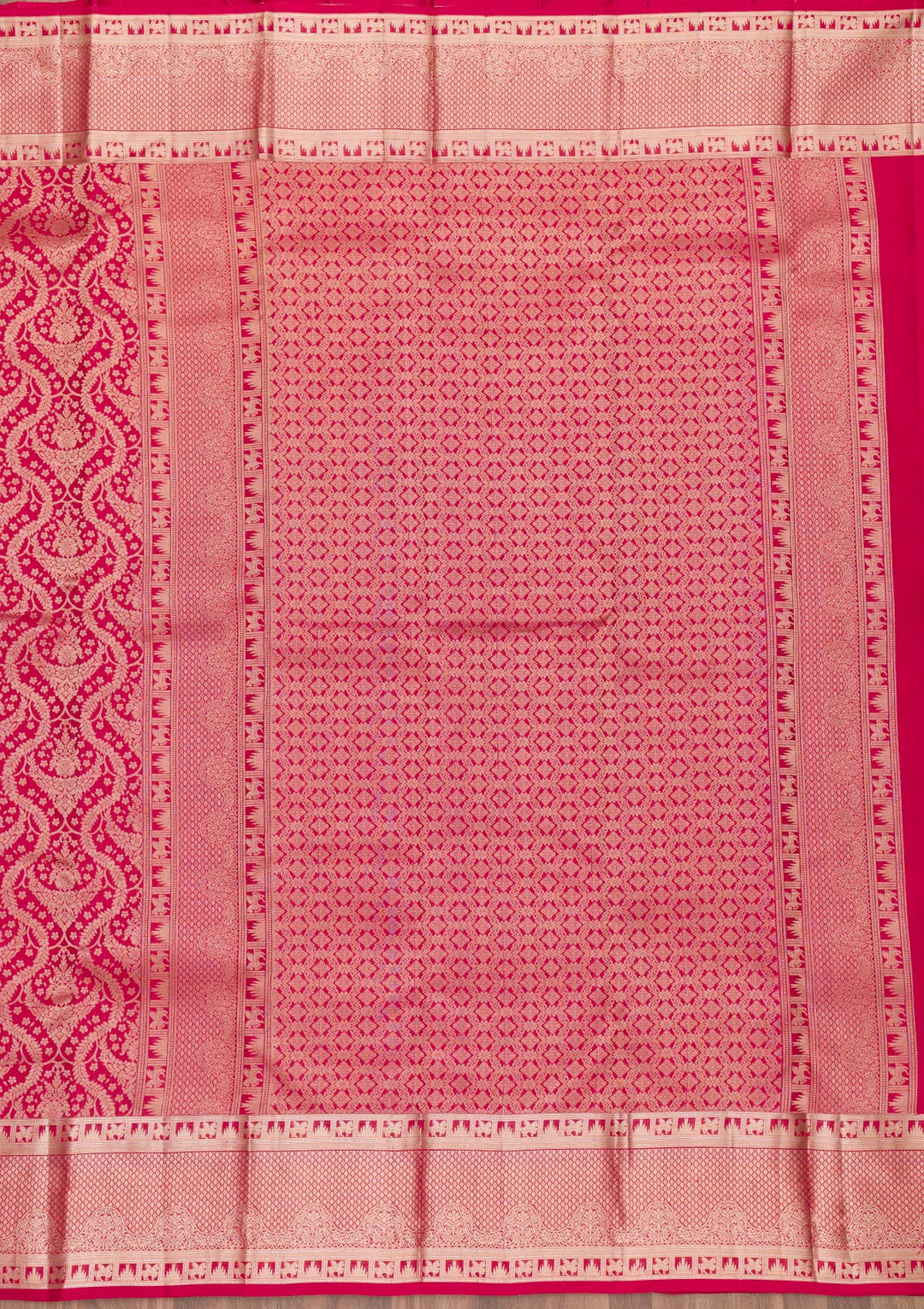 Red Zariwork Pure Silk Saree-Koskii