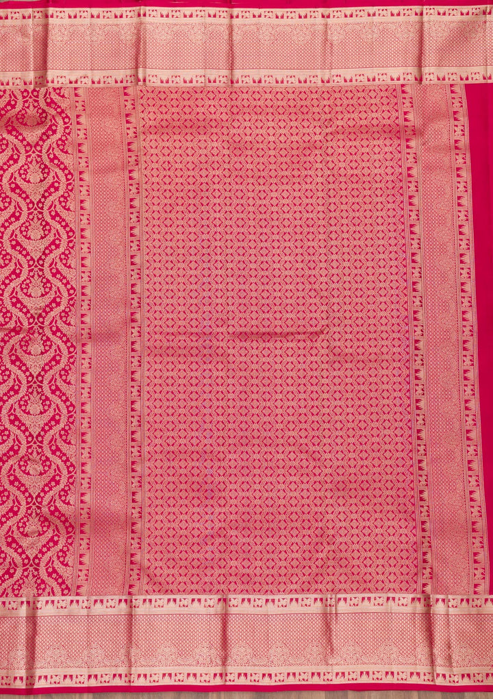 Red Zariwork Pure Silk Saree-Koskii