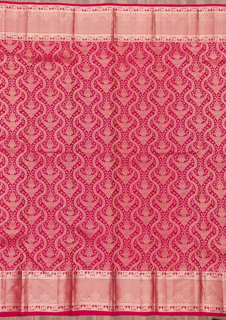 Red Zariwork Pure Silk Saree-Koskii