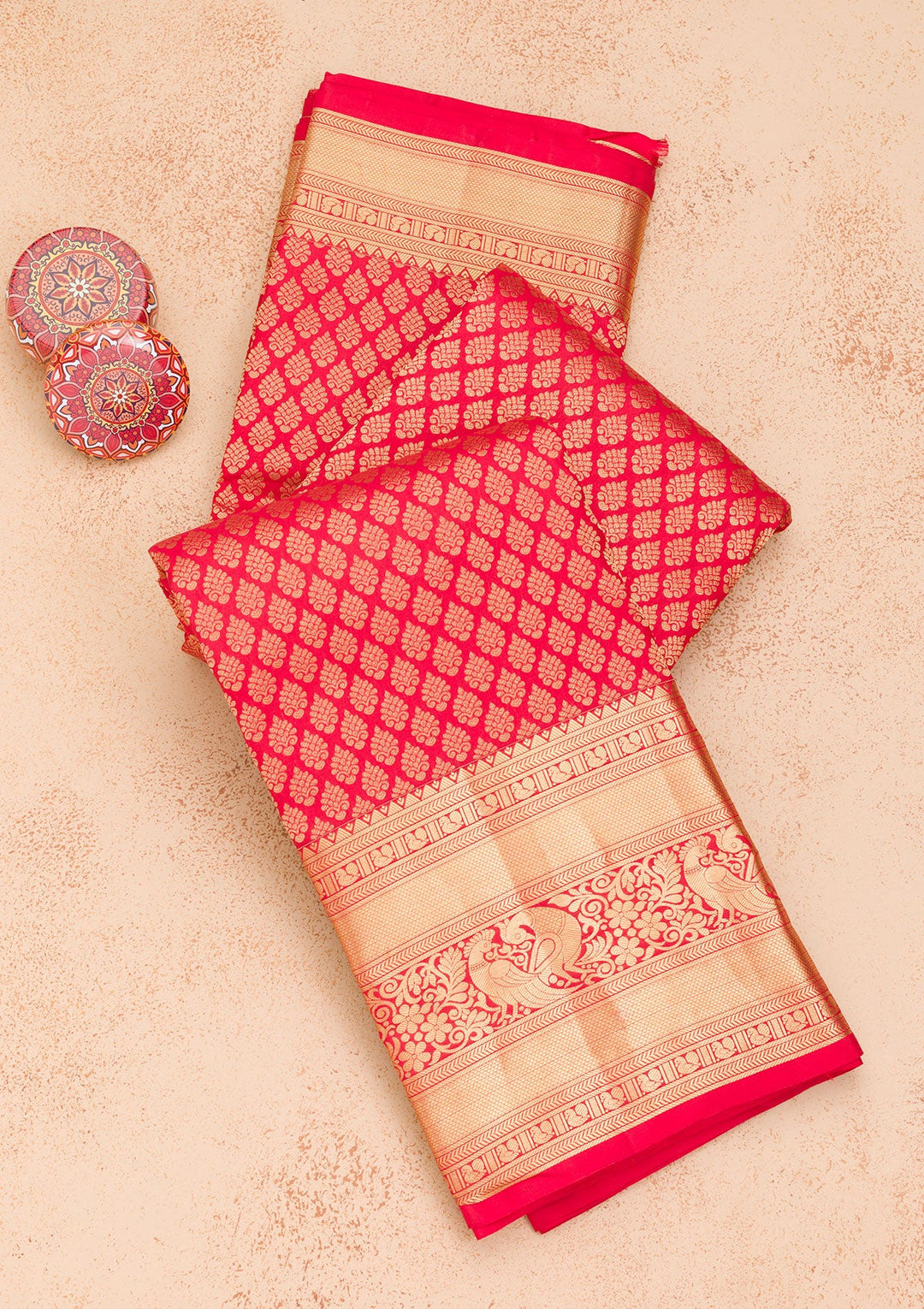 Red Zariwork Pure Silk Saree-Koskii