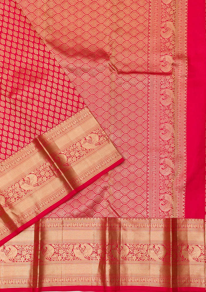 Red Zariwork Pure Silk Saree-Koskii