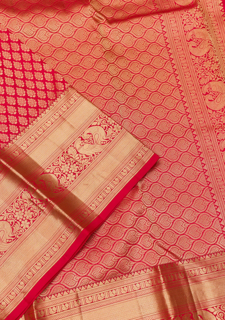 Red Zariwork Pure Silk Saree-Koskii