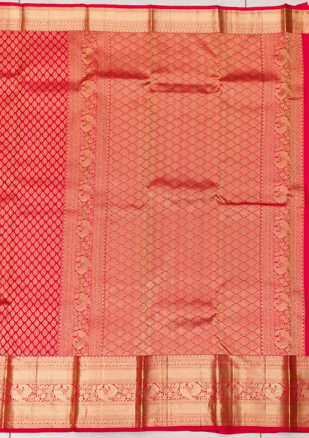 Red Zariwork Pure Silk Saree-Koskii